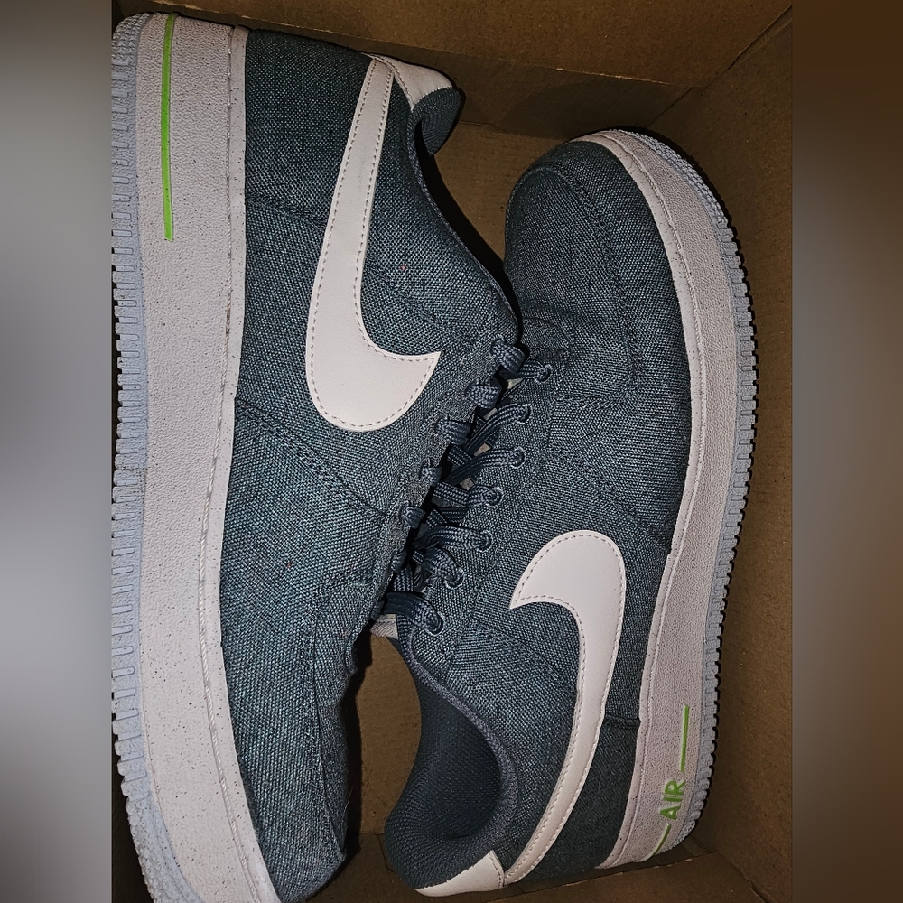 Nike Air Force 1 Sneakers - Dark Teal and White